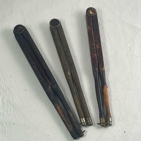 Victorian Mourning Fan Fans Lot of 3 colorful Black Red Gothic handheld - Picture 10 of 16